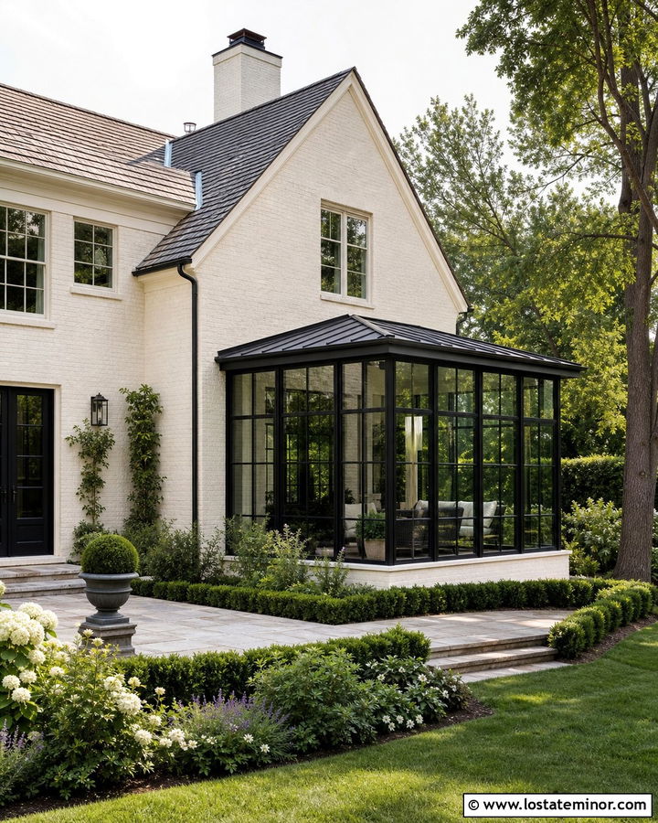 Off White Brick House With Glass Sunroom - 30 Off White House Design With Sunroom Ideas