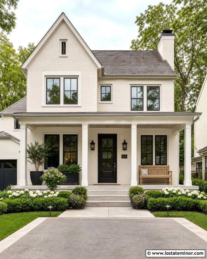 Off White Brick House With Gray Porch Ceiling - 30 Off White House Design With Porch Ceiling Ideas