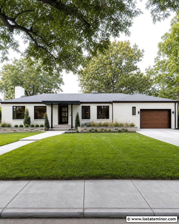 Off White Brick House With Steel Awning - 30 Off White House Design With Awning Ideas