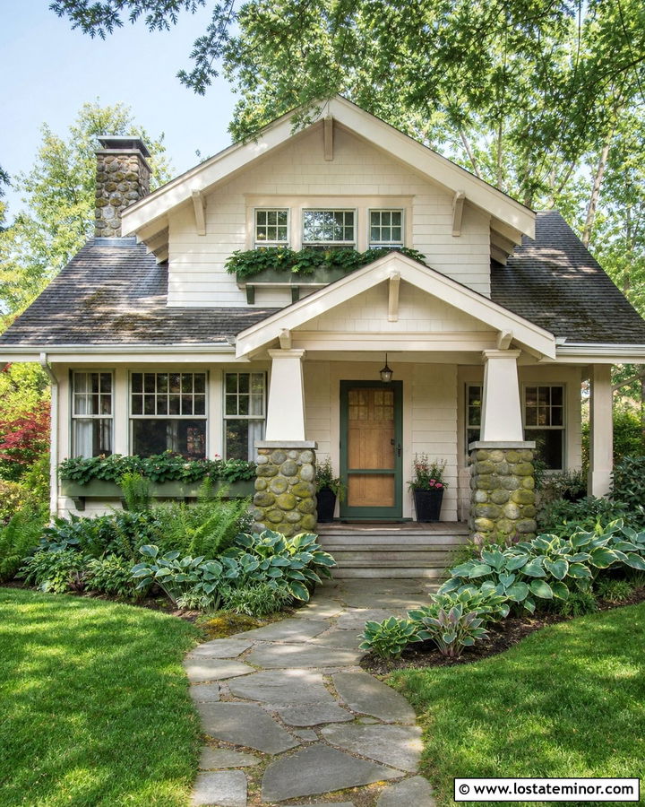Off White Bungalow With Green Storm Door - 30 Off White House Design With Storm Door Ideas