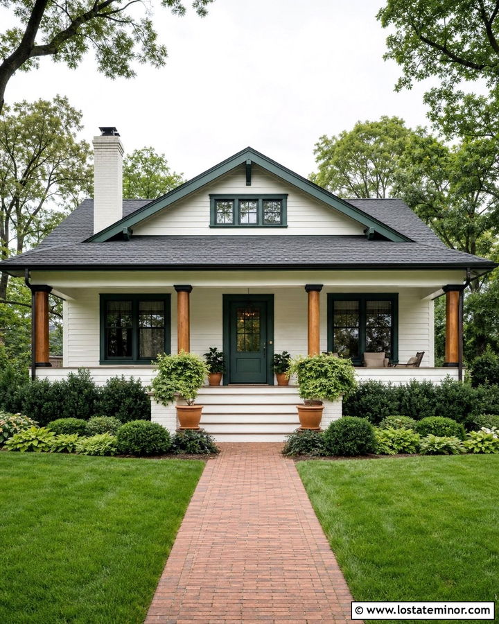 Off White Bungalow With Painted Chimney - 30 Off White House Design With Chimney Ideas