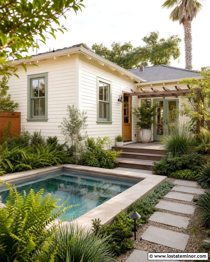 Off White Bungalow With Plunge Pool - 30 Off White House Design With Swimming Pool Ideas