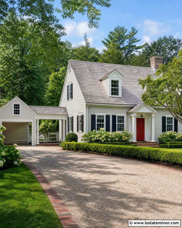 Off White Cape Cod House With Detached Carport - 30 Off White House Design With Carport Ideas