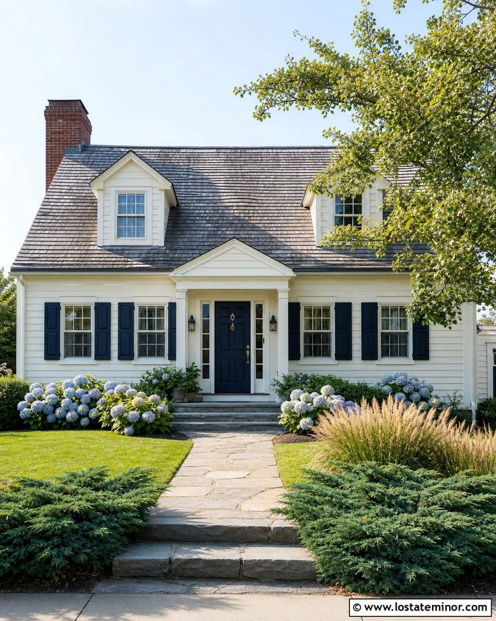 Off White Cape Cod With Bluestone Steps - 30 Off White House Design With Steps Ideas