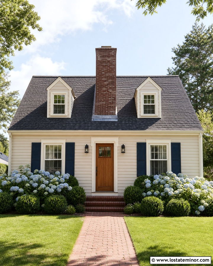 Off White Cape Cod With Center Chimney - 30 Off White House Design With Chimney Ideas