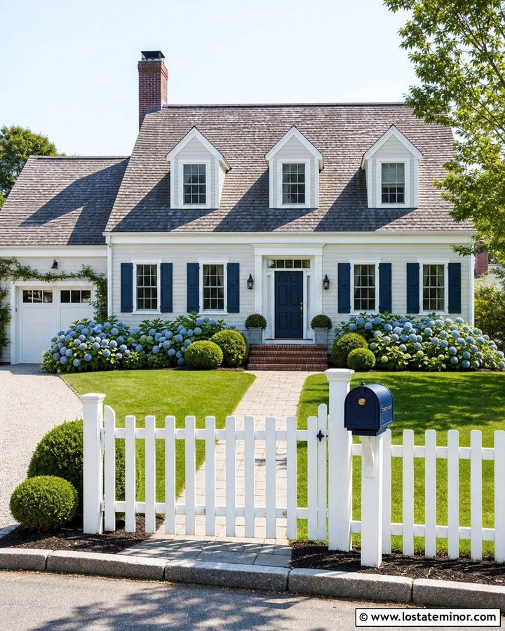 Off White Cape Cod With Navy Mailbox - 30 Off White House Design With Mailbox Ideas