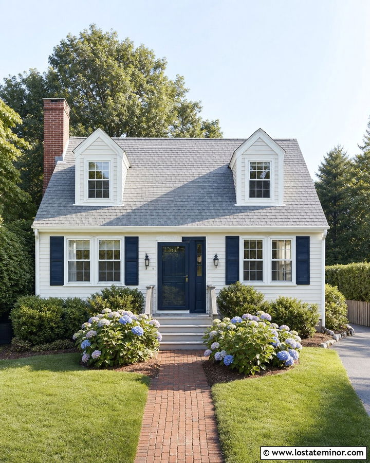 Off White Cape Cod With Navy Storm Door - 30 Off White House Design With Storm Door Ideas