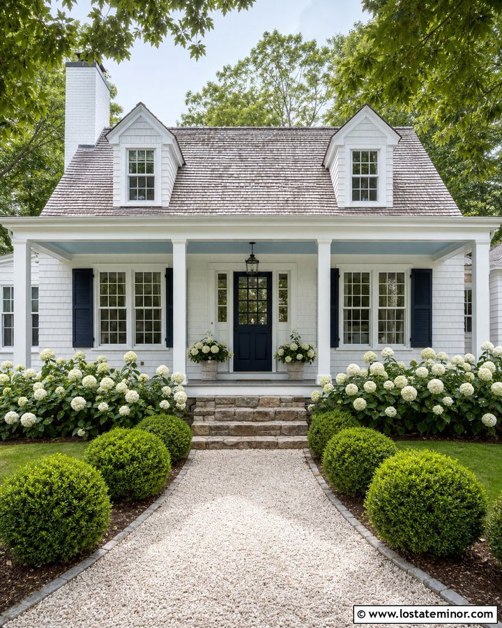 Off White Cape Cod With Pale Blue Porch Ceiling - 30 Off White House Design With Porch Ceiling Ideas