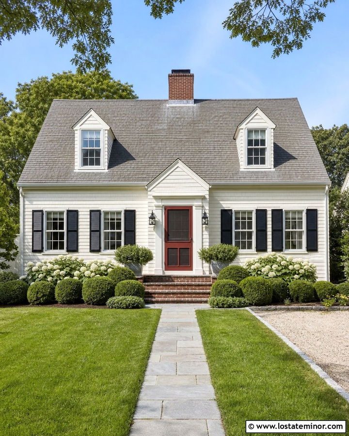 Off White Cape Cod With Red Screen Door - 30 Off White House Design With Screen Door Ideas