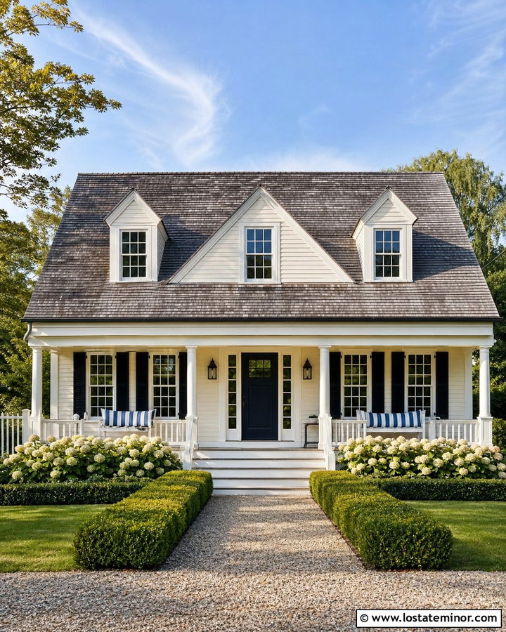 Off White Cape Cod With Striped Daybed - 30 Off White House Design With Daybed Ideas