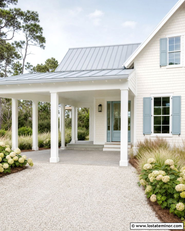 Off White Coastal House With Carport - 30 Off White House Design With Carport Ideas