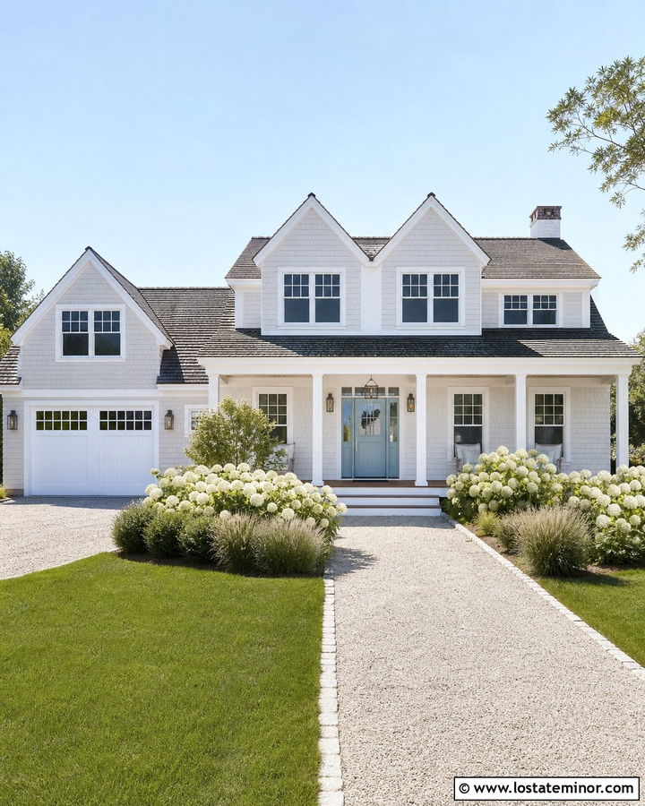 Off White Coastal House With Nantucket Dormers - 30 Off White House Design With Dormers Ideas