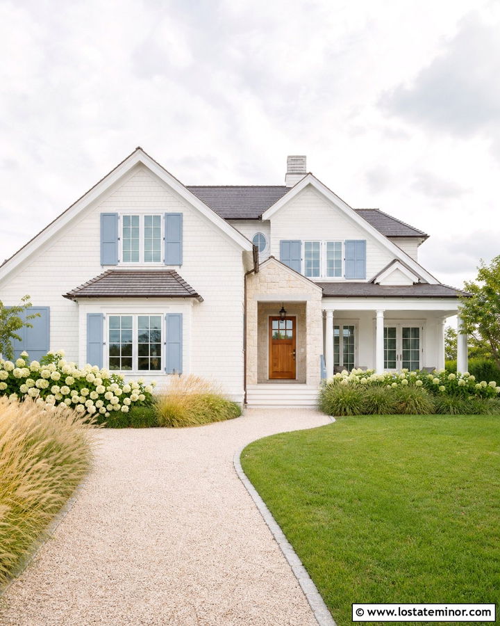 Off White Coastal House With Pale Stone - 30 Off White House Design With Stone Accents Ideas