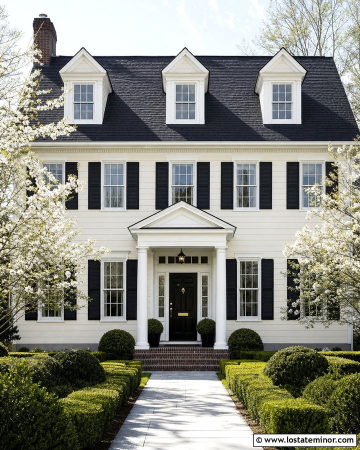 Off White Colonial House With Three Dormers - 30 Off White House Design With Dormers Ideas