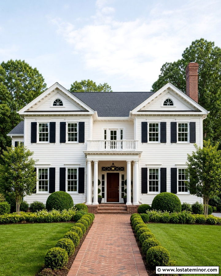 Off White Colonial House With Twin Gables - 30 Off White House Design With Gables Ideas