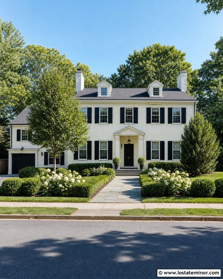 Off White Colonial With Bluestone Walkway - 30 Off White House Design With Walkway Ideas