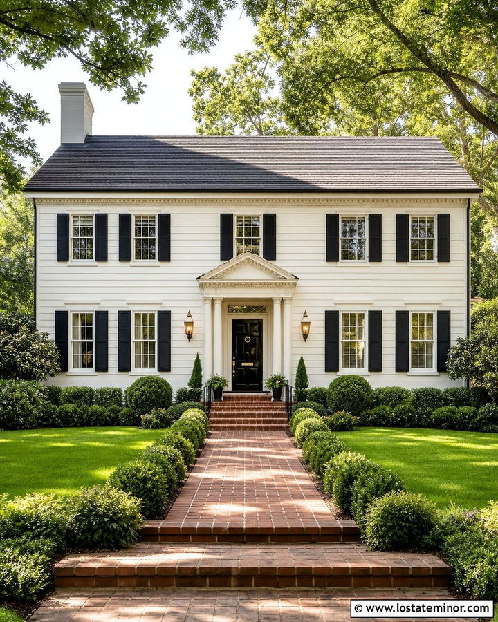 Off White Colonial With Brass Sconces - 30 Off White House Design With Light Fixtures Ideas