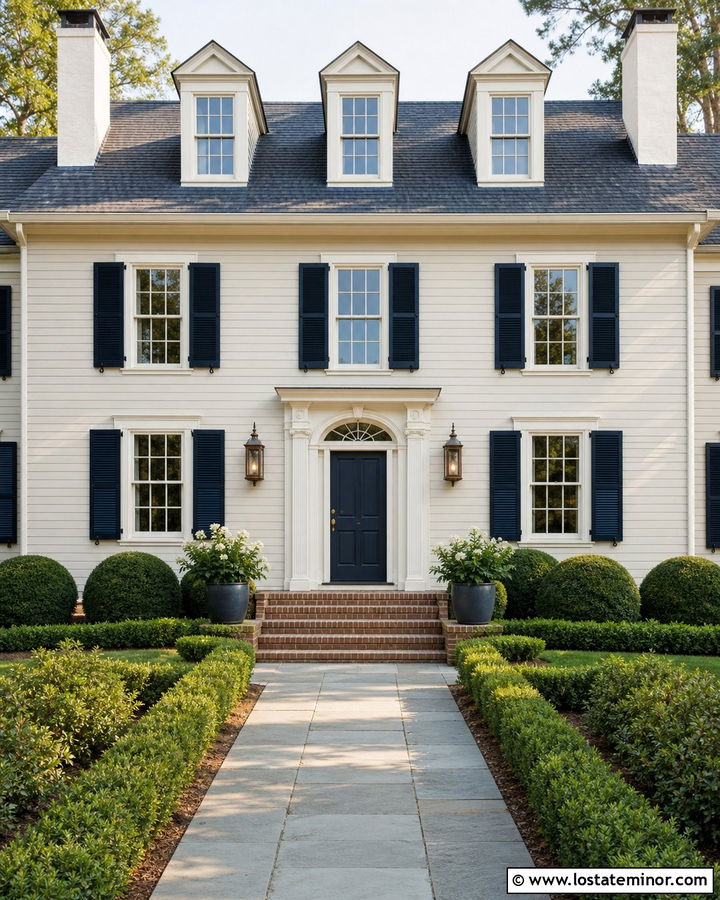 Off White Colonial With Navy Blue Dutch Door - 30 Off White House Design With Dutch Door Ideas