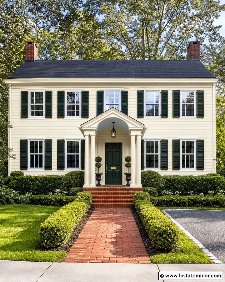 Off White Colonial With Robin Egg Blue Porch Ceiling - 30 Off White House Design With Porch Ceiling Ideas