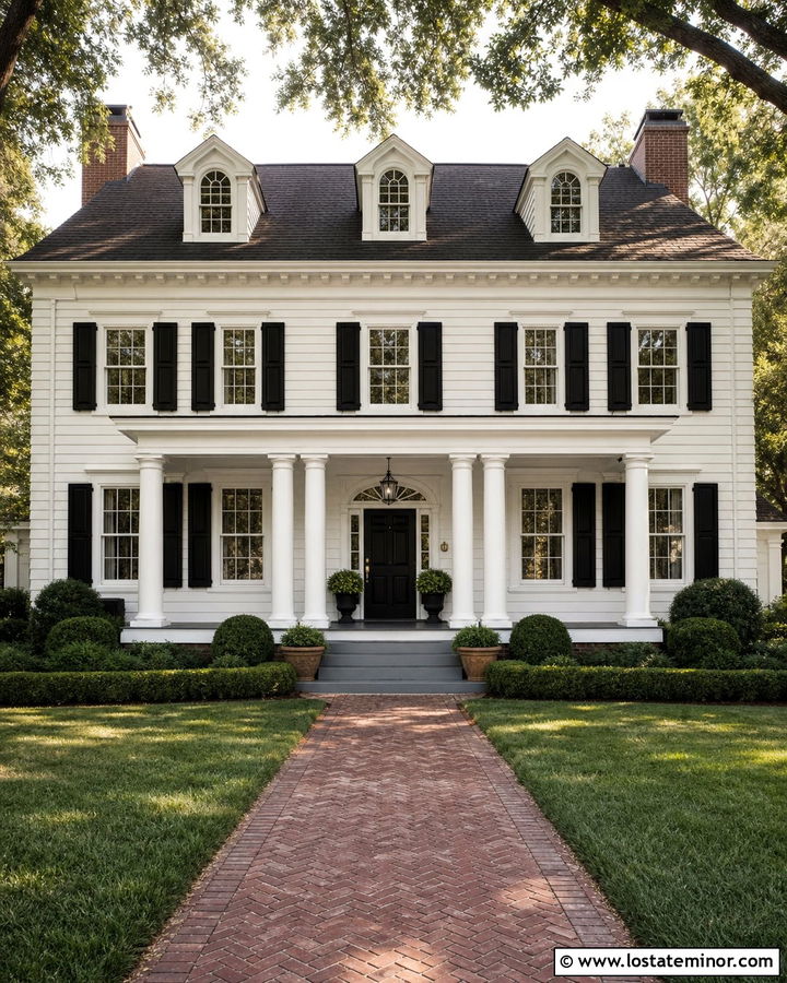 Off White Colonial With Round Porch Columns - 30 Off White House Design With Porch Columns Ideas