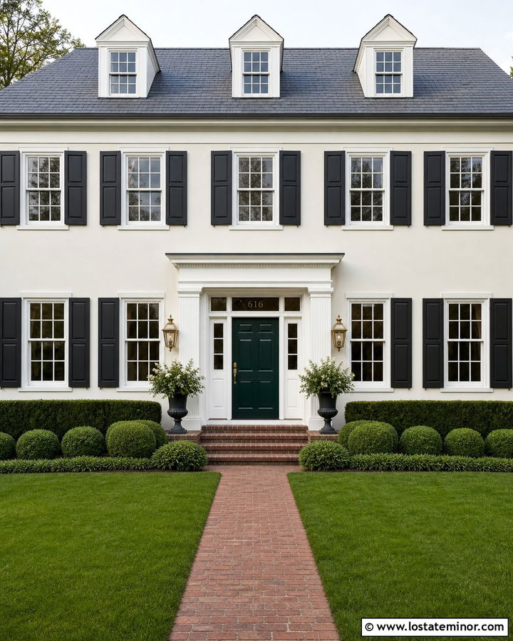 Off White Colonial With Transom House Numbers - 30 Off White House Design With House Numbers Ideas