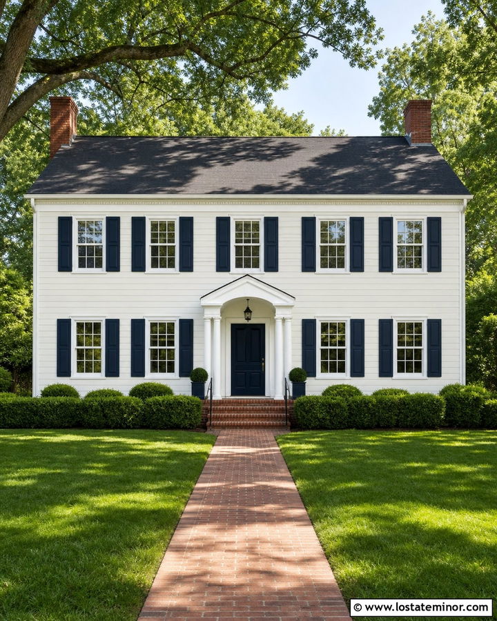 Off White Colonial With White Trim - 30 Off White House Design With Trim Ideas