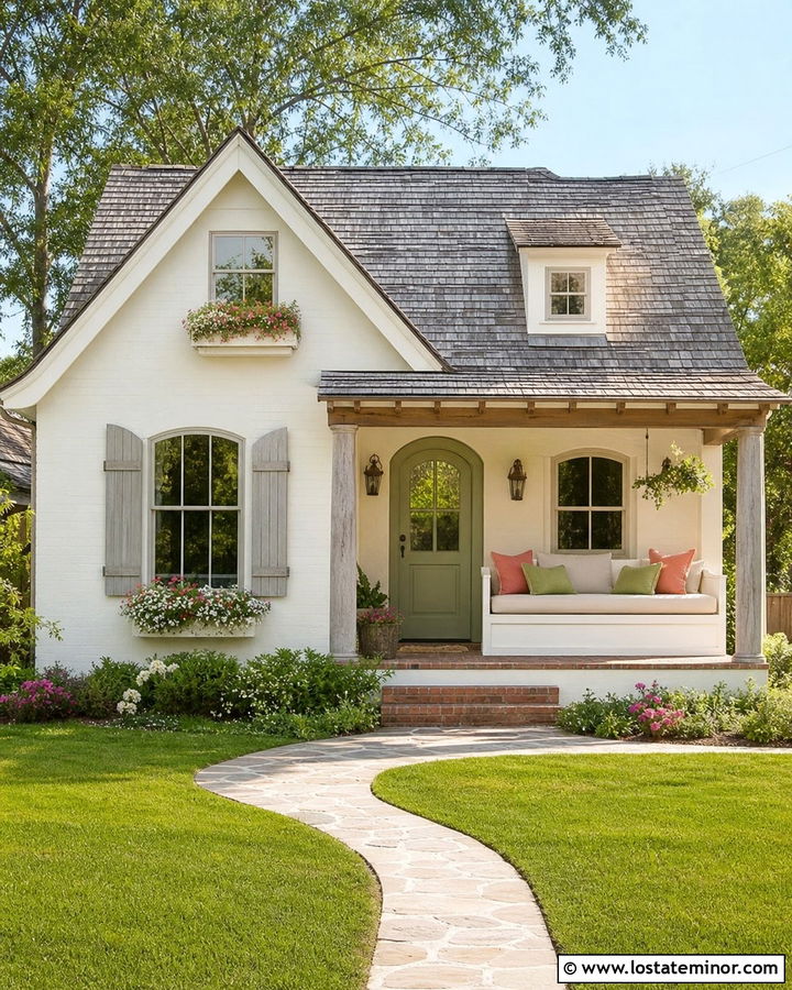 Off White Cottage With Built In Porch Daybed - 30 Off White House Design With Daybed Ideas