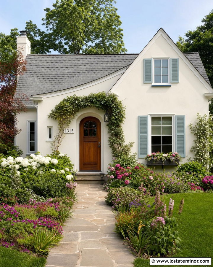 Off White Cottage With Ceramic House Numbers - 30 Off White House Design With House Numbers Ideas