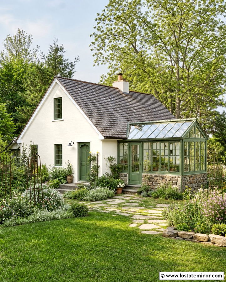 Off White Cottage With Greenhouse Sunroom - 30 Off White House Design With Sunroom Ideas