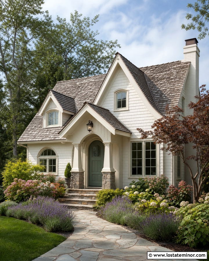 Off White Cottage With Porch Columns - 30 Off White House Design With Porch Columns Ideas