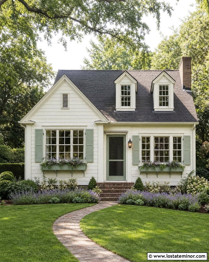 Off White Cottage With Sage Green Screen Door - 30 Off White House Design With Screen Door Ideas