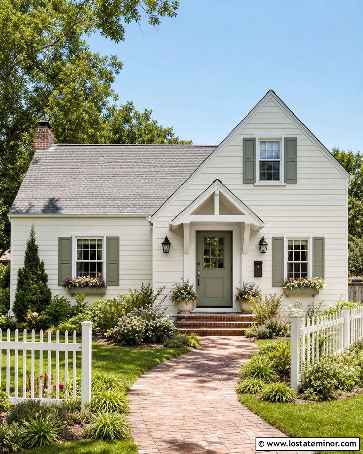 Off White Cottage With Small Gabled Front Porch - 30 Off White House Design With Front Porch Ideas