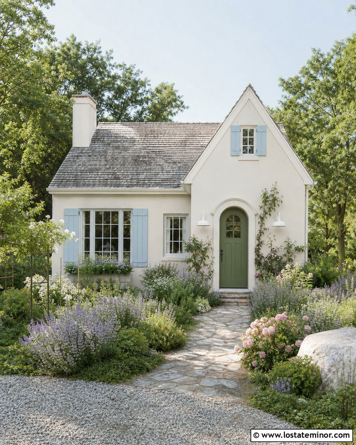 Off White Cottage With White Light Fixtures - 30 Off White House Design With Light Fixtures Ideas
