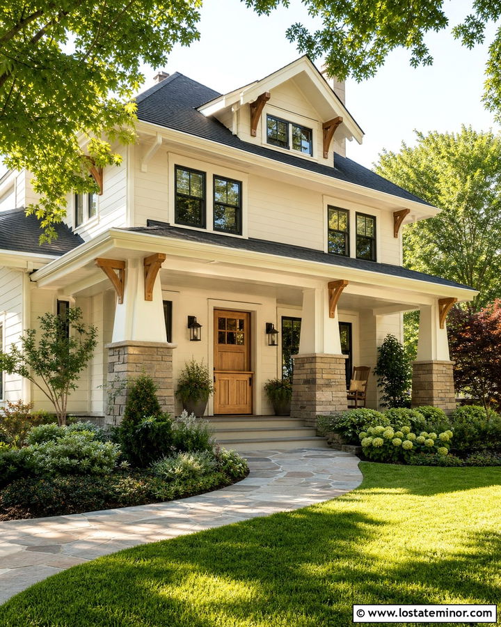 Off White Craftsman With Natural Wood Dutch Door - 30 Off White House Design With Dutch Door Ideas