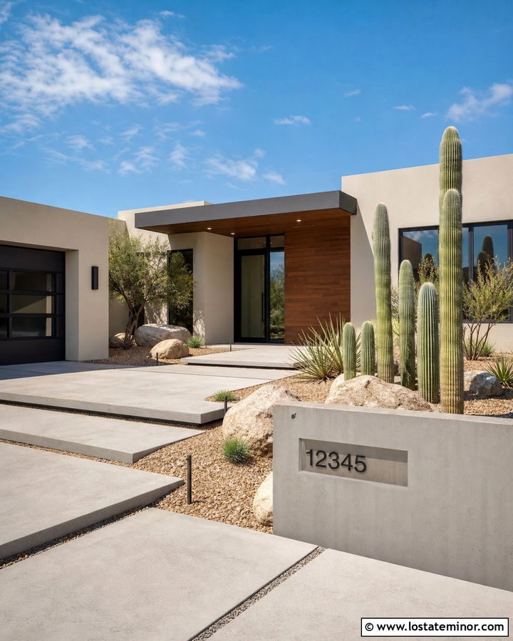Off White Desert Modern House With Concrete Numbers - 30 Off White House Design With House Numbers Ideas