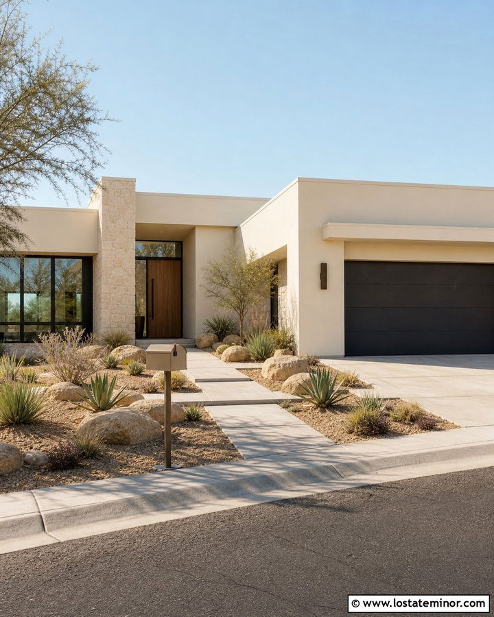Off White Desert Modern House With Sand Mailbox - 30 Off White House Design With Mailbox Ideas