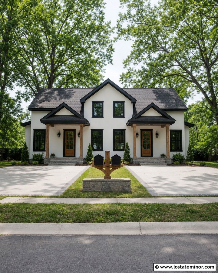 Off White Duplex With Double Mailbox Post - 30 Off White House Design With Mailbox Ideas