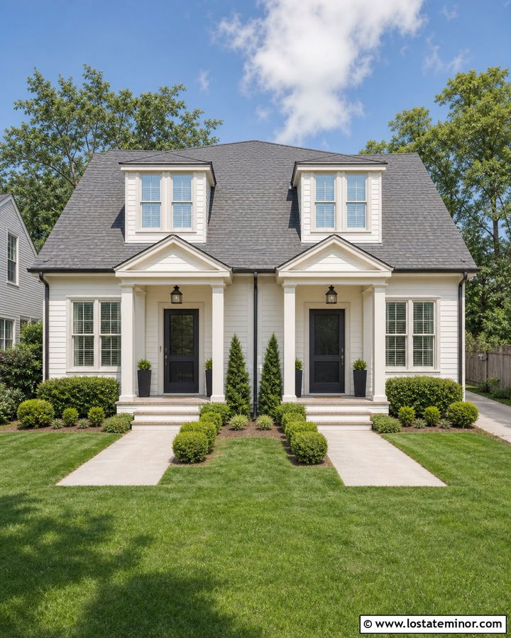 Off White Duplex With Matching Screen Doors - 30 Off White House Design With Screen Door Ideas