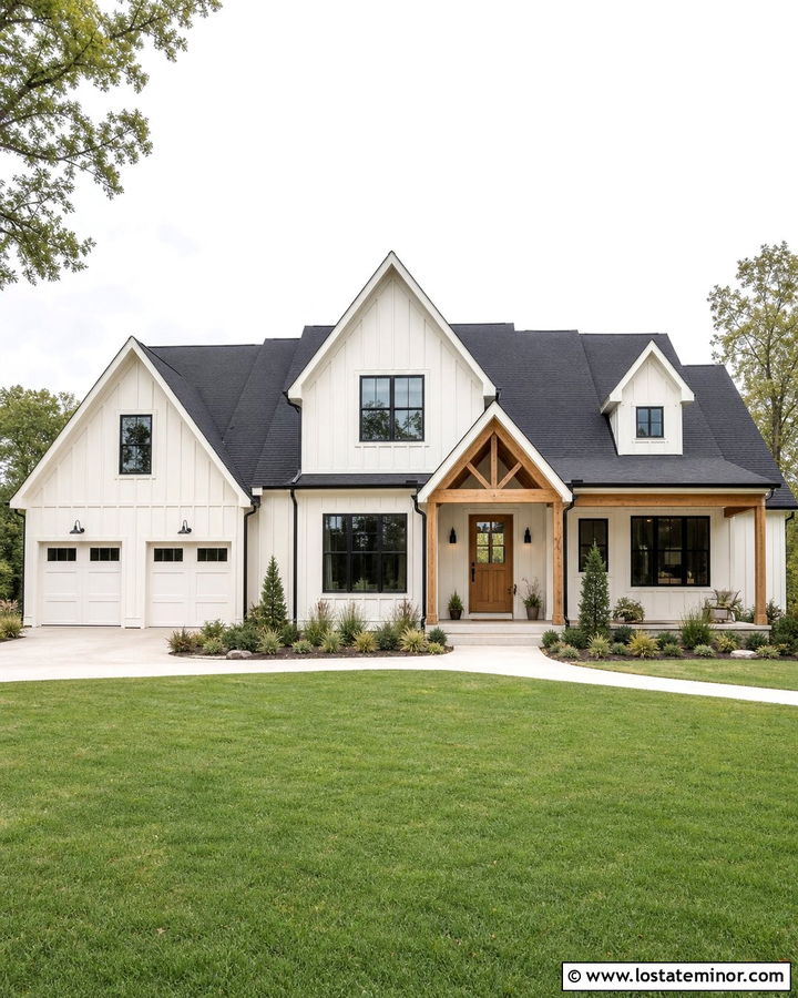 Off White Farmhouse With Black Roof Shingles - 30 Off White House Design With Shingles Ideas