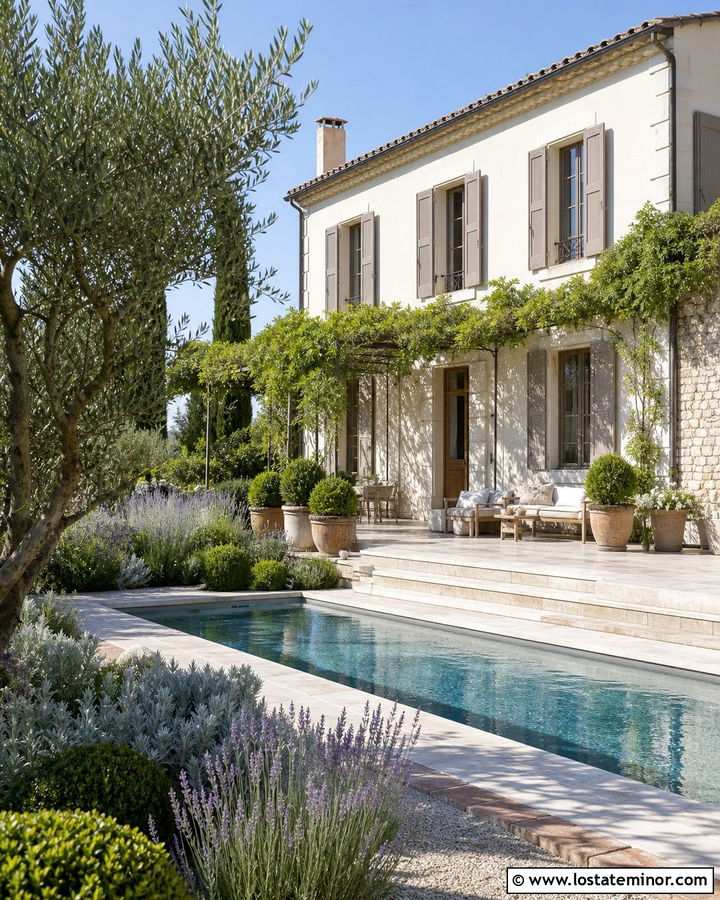 Off White French Country House With Pool - 30 Off White House Design With Swimming Pool Ideas