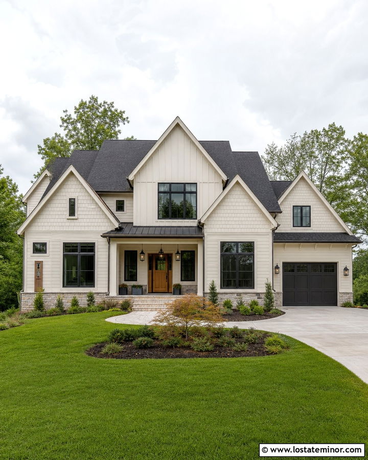 Off White Gable House With Mixed Siding - 30 Off White House Design With Gables Ideas