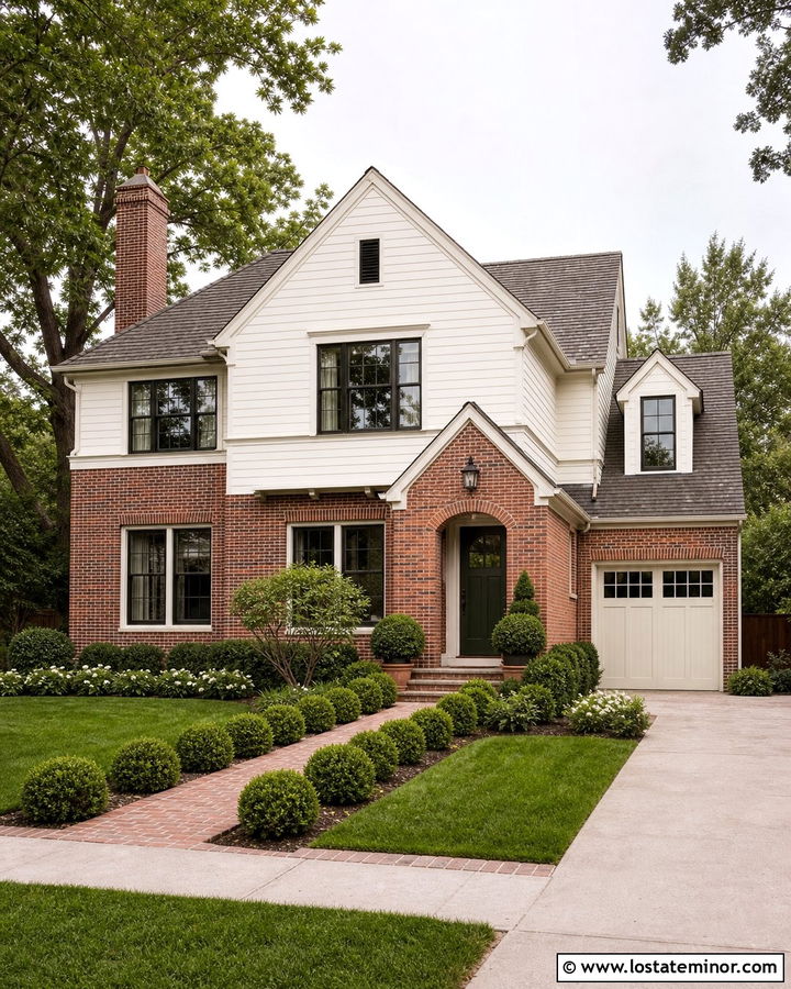 Off White Gable House With Red Brick - 30 Off White House Design With Gables Ideas