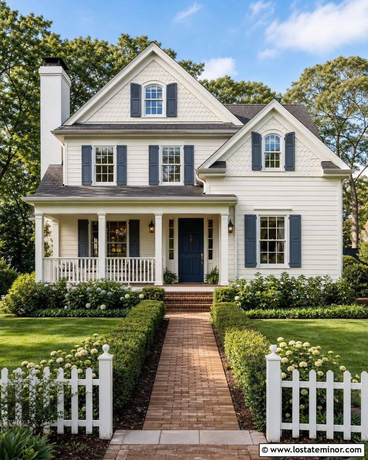 Off White Gable House With Scalloped Shingles - 30 Off White House Design With Gables Ideas