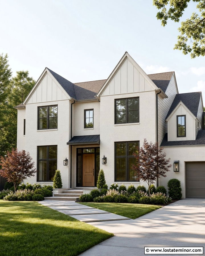 Off White Gable House With White Brick - 30 Off White House Design With Gables Ideas