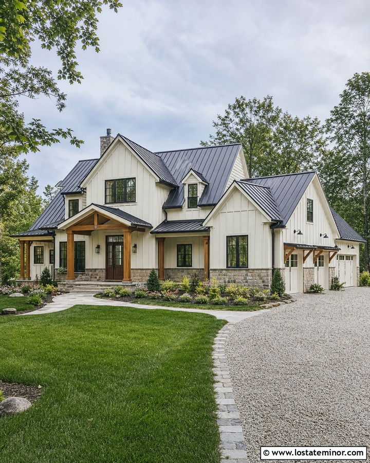 Off White Gable House With a Metal Roof - 30 Off White House Design With Gables Ideas