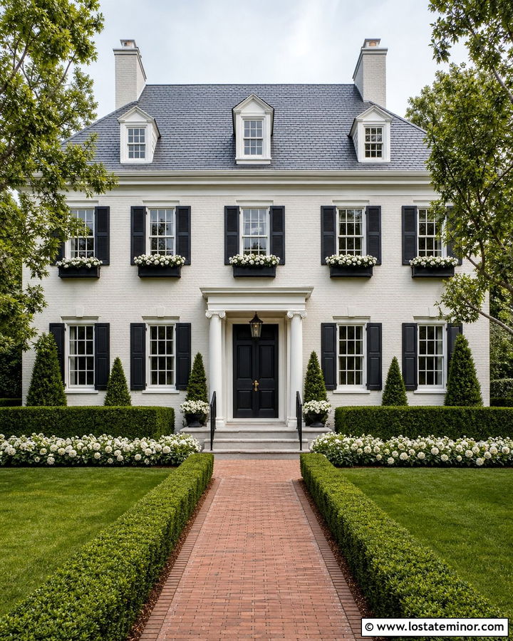 Off White Georgian House With Black Window Boxes - 30 Off White House Design With Window Boxes Ideas