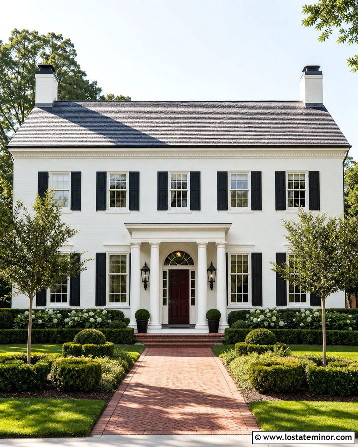 Off White Georgian House With Coach Lights - 30 Off White House Design With Light Fixtures Ideas