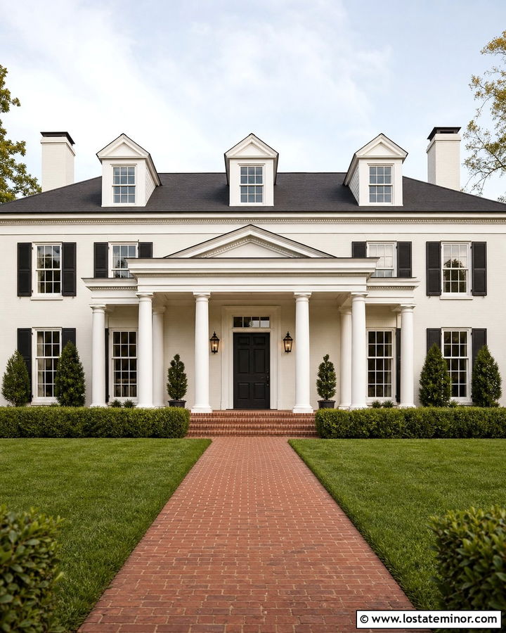 Off White Greek Revival House With Dormers - 30 Off White House Design With Dormers Ideas