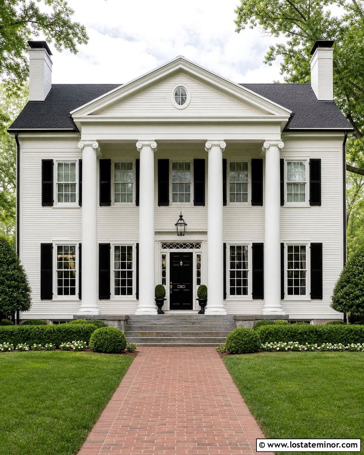 Off White Greek Revival House With Porch Columns - 30 Off White House Design With Porch Columns Ideas