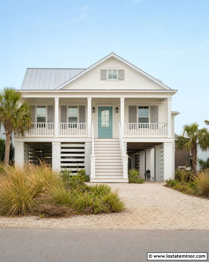Off White House With Aqua Front Door - 30 Off White House Design With Front Door Ideas